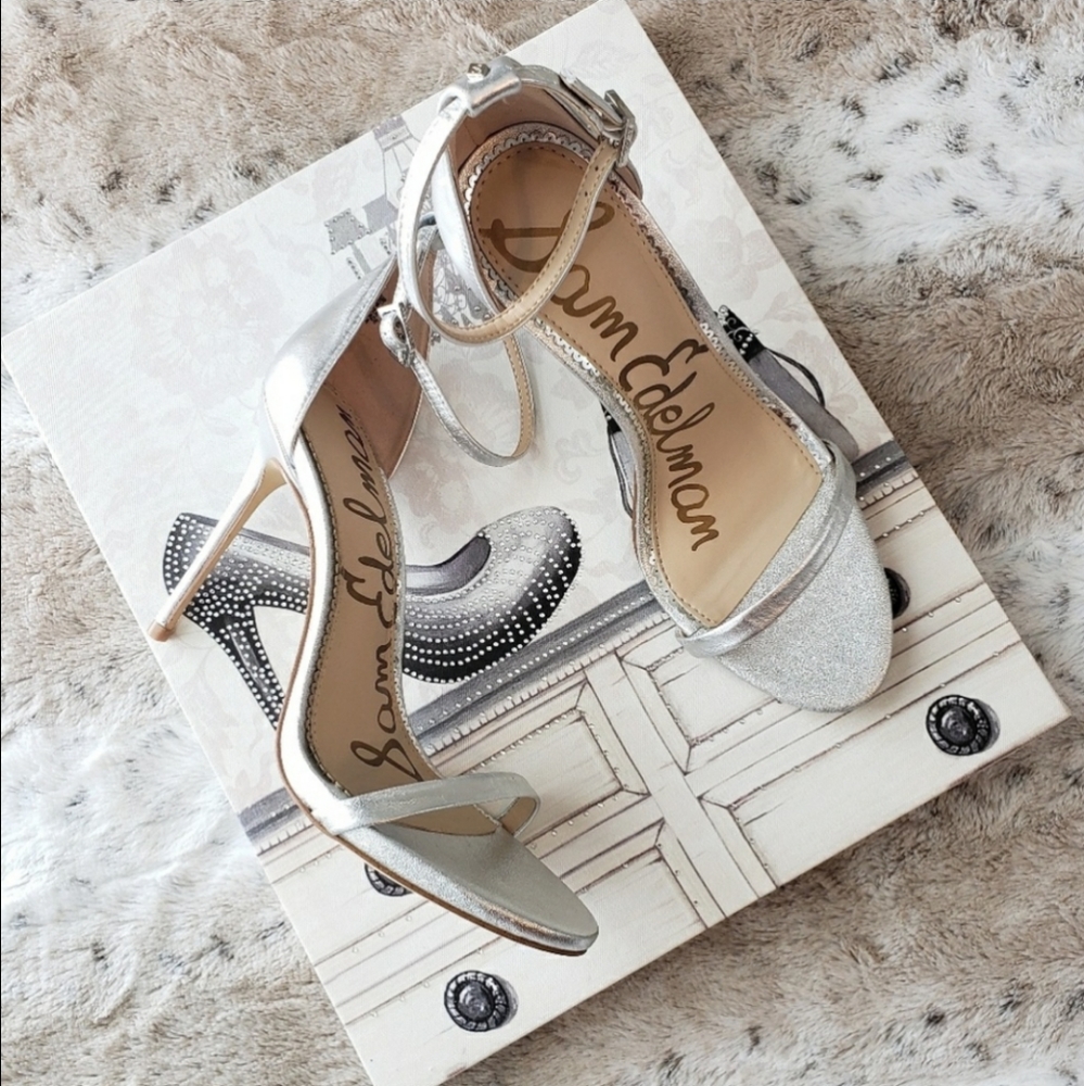 NEW Sam Edelman Nadya Metallic Ankle Strap Heels